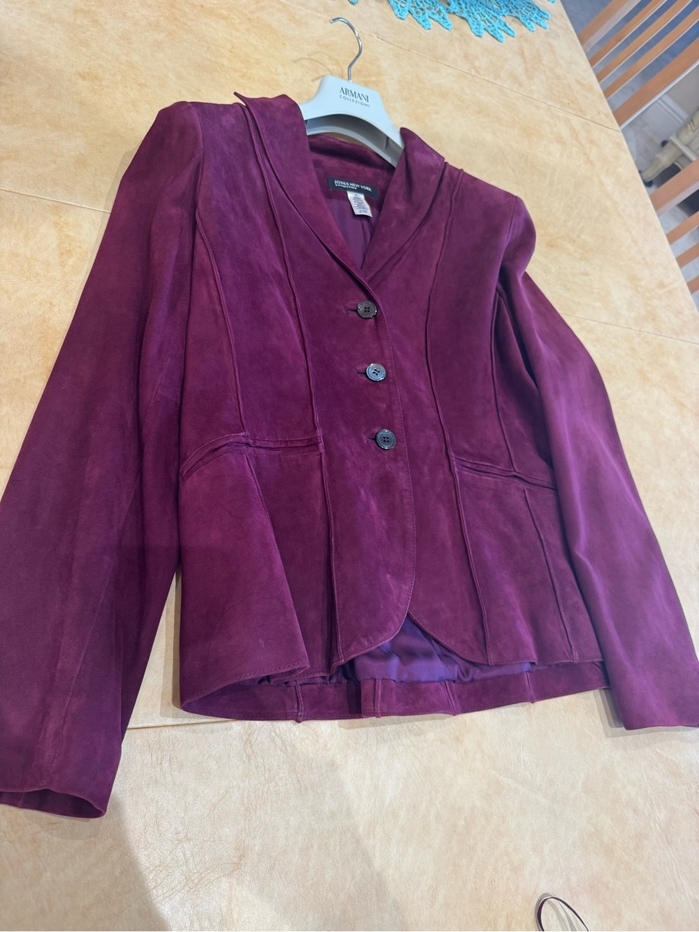 PRICE DROP: NWOT, JONES NEW YORK, M, lined, MERLOT LAMBSKIN SUEDE 3-buttonBLAZER